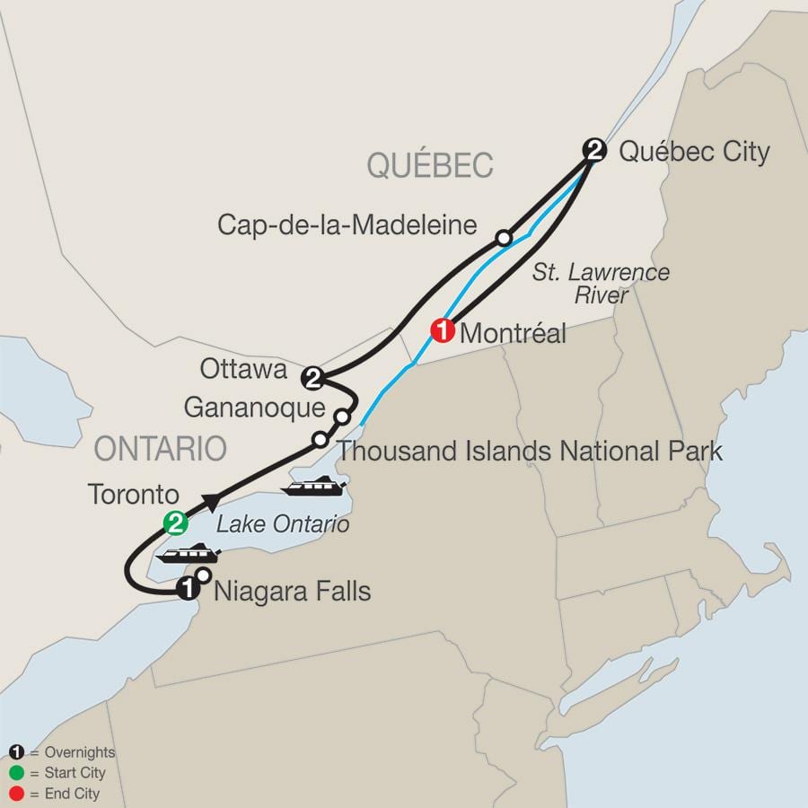 Bản đồ của Quebec canada với thành phố