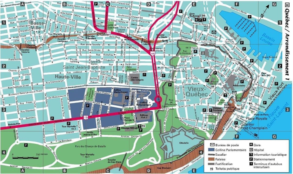 trung tâm thành Phố Quebec bản đồ