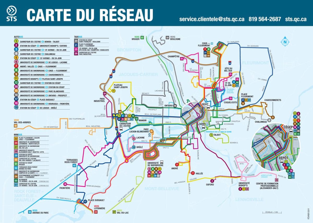 Quebec thành Phố giao thông công cộng bản đồ