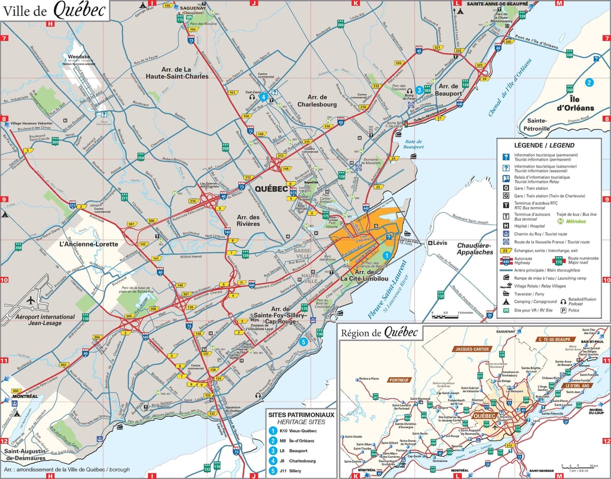 bản đồ của Quebec khu vực thành Phố