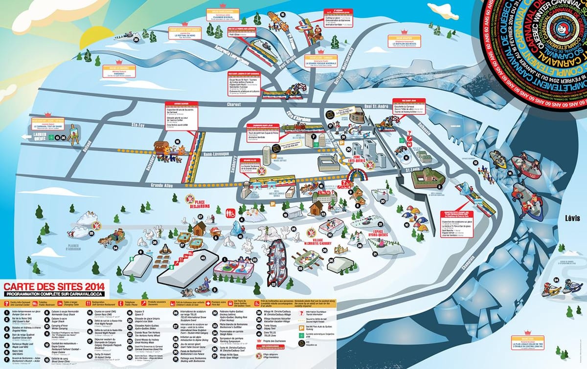 Bản đồ của Quebec mùa carnival