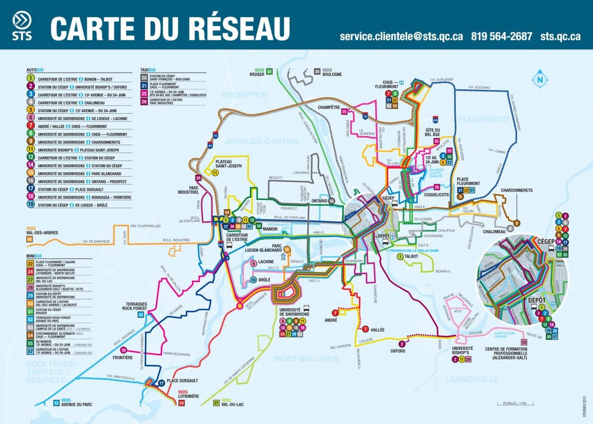 Quebec tuyến xe buýt thành Phố bản đồ