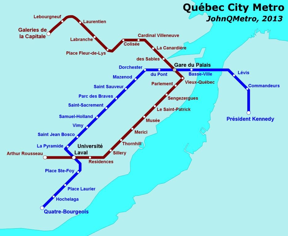 Quebec thành Phố tàu điện ngầm bản đồ