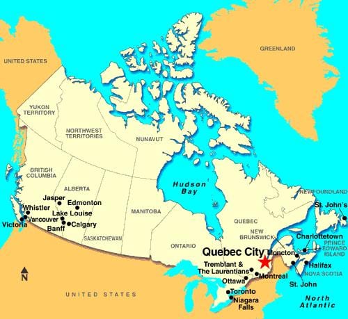Bản đồ của Quebec thành Phố trên