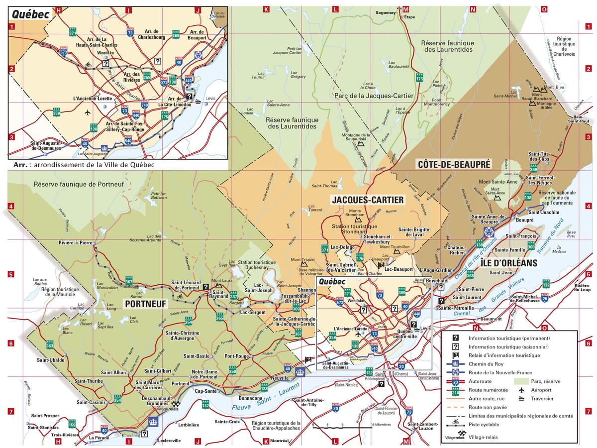 Bản đồ của Quebec trung tâm