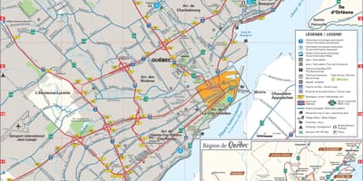 Bản đồ của Quebec khu vực thành Phố