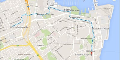 Bản đồ của thành Phố Quebec dưới thị trấn